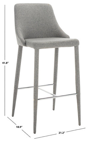 Safavieh Summerset Bar Stool - Contemporary Urban Style With Pu Leather Comfort For Modern Kitchen Spaces Grey Linen FOX2016G