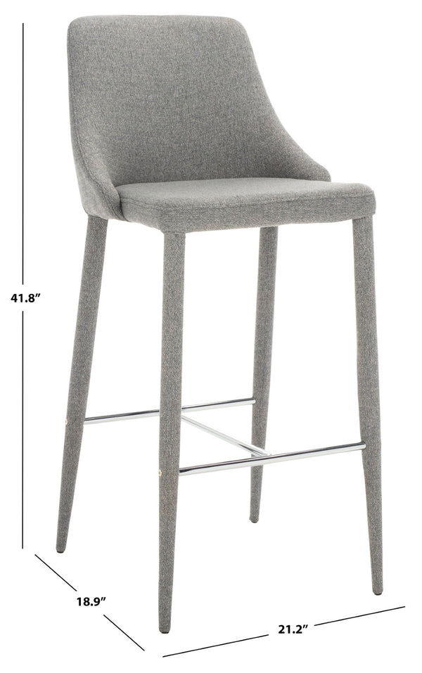 Safavieh Summerset Bar Stool - Contemporary Urban Style With Pu Leather Comfort For Modern Kitchen Spaces Grey Linen FOX2016G