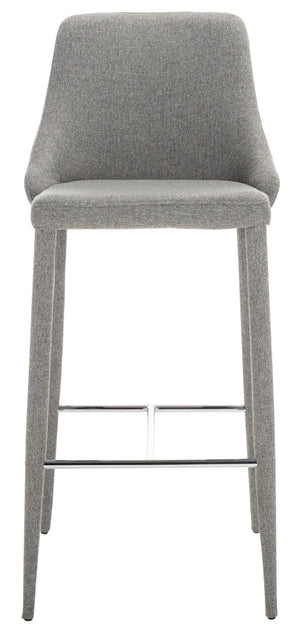 Safavieh Summerset Bar Stool - Contemporary Urban Style With Pu Leather Comfort For Modern Kitchen Spaces Grey Linen FOX2016G
