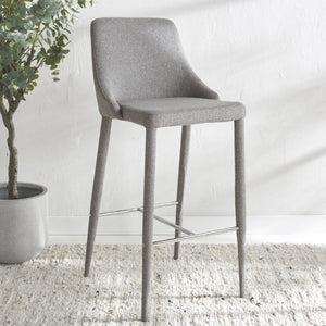Safavieh Summerset Bar Stool - Contemporary Urban Style With Pu Leather Comfort For Modern Kitchen Spaces Grey Linen FOX2016G