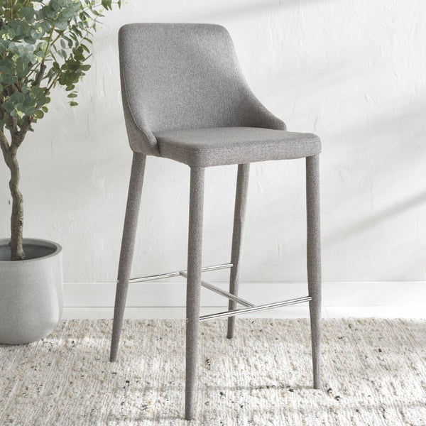Safavieh Summerset Bar Stool - Contemporary Urban Style With Pu Leather Comfort For Modern Kitchen Spaces Grey Linen FOX2016G