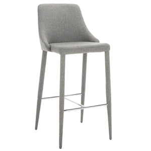 Safavieh Summerset Bar Stool - Contemporary Urban Style With Pu Leather Comfort For Modern Kitchen Spaces Grey Linen FOX2016G