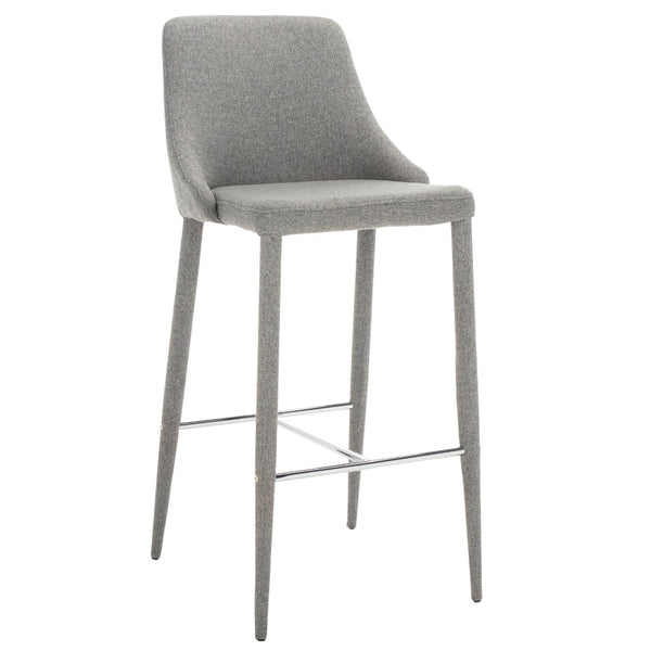 Safavieh Summerset Bar Stool - Contemporary Urban Style With Pu Leather Comfort For Modern Kitchen Spaces Grey Linen FOX2016G