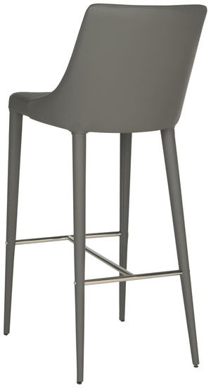 Safavieh Summerset Bar Stool - Contemporary Urban Style With Pu Leather Comfort For Modern Kitchen Spaces Grey FOX2016H