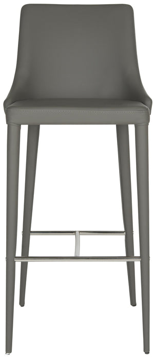 Safavieh Summerset Bar Stool - Contemporary Urban Style With Pu Leather Comfort For Modern Kitchen Spaces Grey FOX2016H