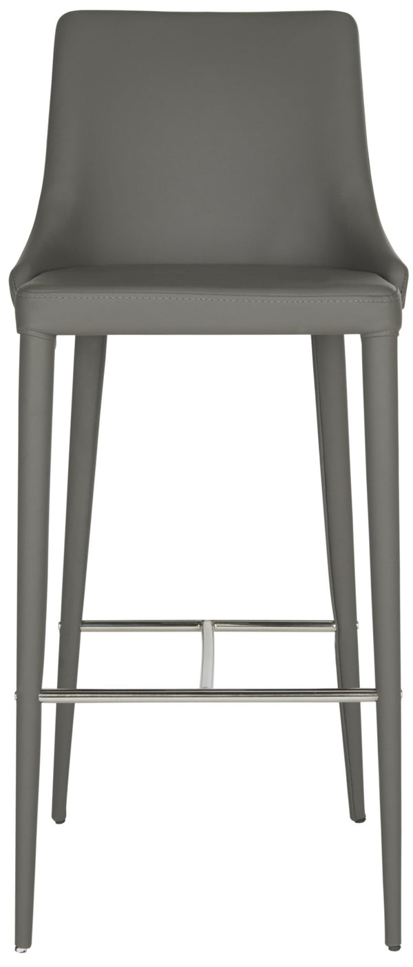 Safavieh Summerset Bar Stool - Contemporary Urban Style With Pu Leather Comfort For Modern Kitchen Spaces Grey FOX2016H
