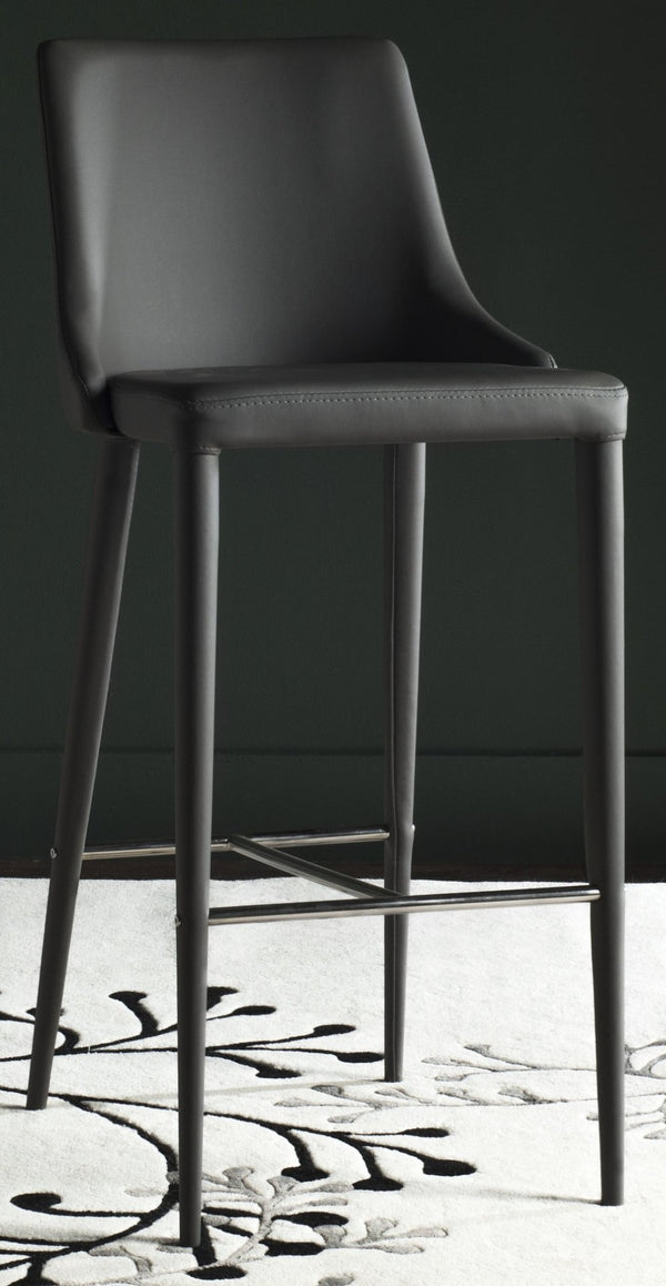 Safavieh Summerset Bar Stool - Contemporary Urban Style With Pu Leather Comfort For Modern Kitchen Spaces Grey FOX2016H