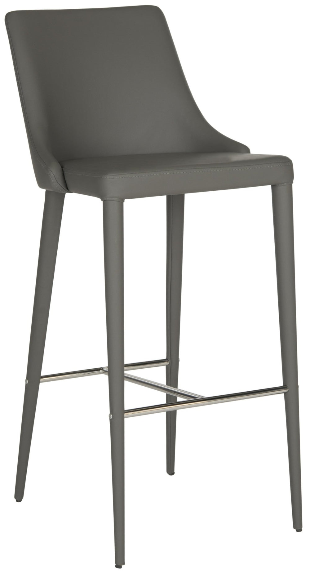 Safavieh Summerset Bar Stool - Contemporary Urban Style With Pu Leather Comfort For Modern Kitchen Spaces Grey FOX2016H