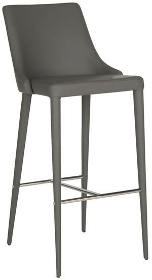 Safavieh Summerset Bar Stool - Contemporary Urban Style With Pu Leather Comfort For Modern Kitchen Spaces Grey FOX2016H