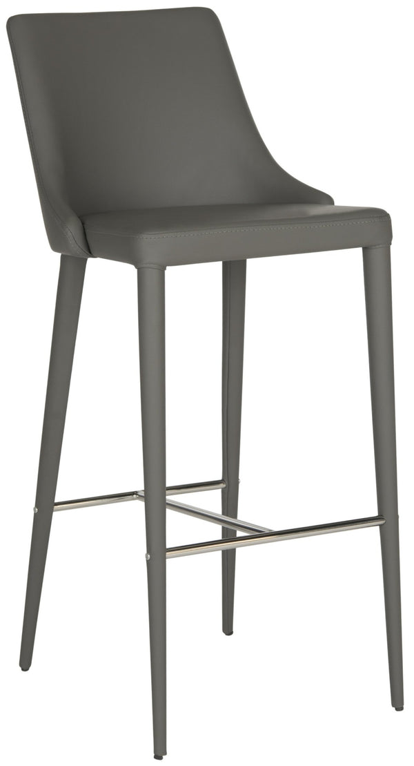 Safavieh Summerset Bar Stool - Contemporary Urban Style With Pu Leather Comfort For Modern Kitchen Spaces Grey FOX2016H