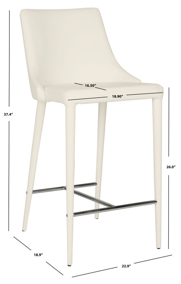 Safavieh SUMMERSET Counter Stools - Modern Minimalist Design for Stylish Kitchen and Bar Seating Solutions White FOX2017A-SET2