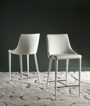 Safavieh SUMMERSET Counter Stools - Modern Minimalist Design for Stylish Kitchen and Bar Seating Solutions White FOX2017A-SET2