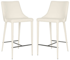 Safavieh SUMMERSET Counter Stools - Modern Minimalist Design for Stylish Kitchen and Bar Seating Solutions White FOX2017A-SET2