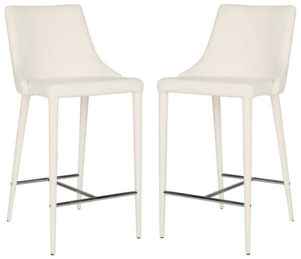 Safavieh SUMMERSET Counter Stools - Modern Minimalist Design for Stylish Kitchen and Bar Seating Solutions White FOX2017A-SET2