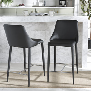 Safavieh SUMMERSET Counter Stools - Modern Minimalist Design for Stylish Kitchen and Bar Seating Solutions Black FOX2017B-SET2