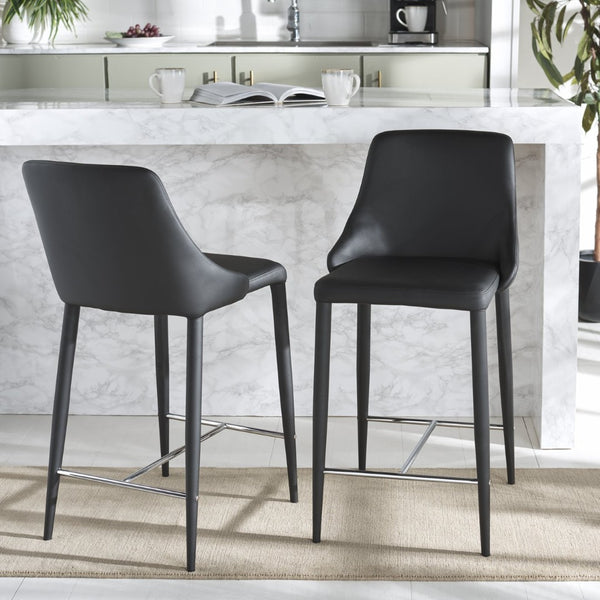 Safavieh SUMMERSET Counter Stools - Modern Minimalist Design for Stylish Kitchen and Bar Seating Solutions Black FOX2017B-SET2