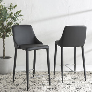 Safavieh SUMMERSET Counter Stools - Modern Minimalist Design for Stylish Kitchen and Bar Seating Solutions Black FOX2017B-SET2