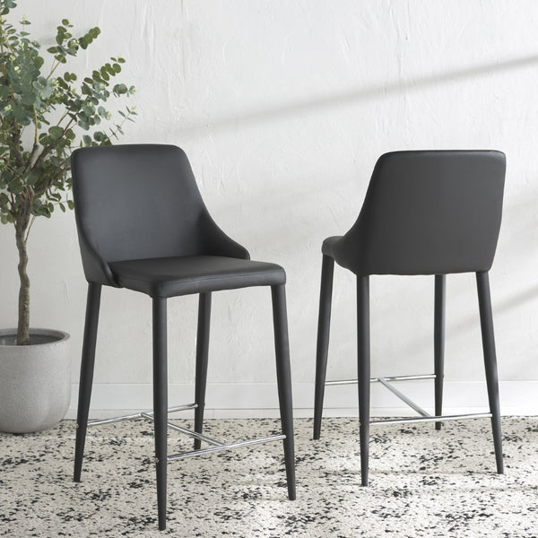 Safavieh SUMMERSET Counter Stools - Modern Minimalist Design for Stylish Kitchen and Bar Seating Solutions Black FOX2017B-SET2