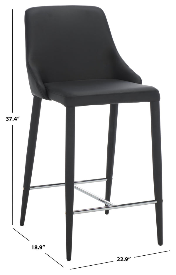Safavieh SUMMERSET Counter Stools - Modern Minimalist Design for Stylish Kitchen and Bar Seating Solutions Black FOX2017B-SET2
