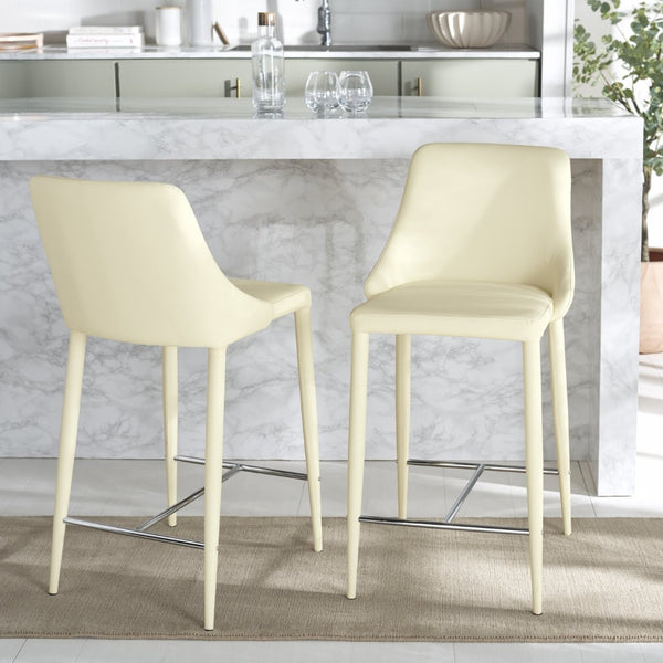 Safavieh SUMMERSET Counter Stools - Modern Minimalist Design for Stylish Kitchen and Bar Seating Solutions Butter Cream FOX2017C-SET2