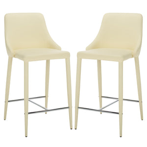Safavieh SUMMERSET Counter Stools - Modern Minimalist Design for Stylish Kitchen and Bar Seating Solutions Butter Cream FOX2017C-SET2