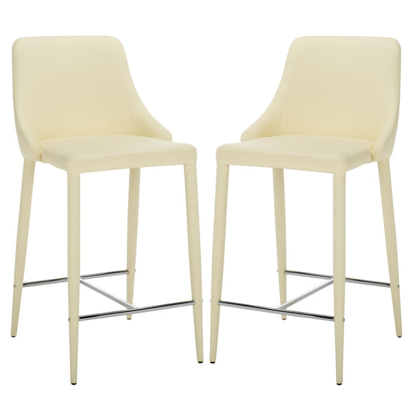 Safavieh SUMMERSET Counter Stools - Modern Minimalist Design for Stylish Kitchen and Bar Seating Solutions Butter Cream FOX2017C-SET2
