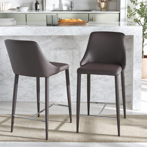 Safavieh SUMMERSET Counter Stools - Modern Minimalist Design for Stylish Kitchen and Bar Seating Solutions Brown FOX2017D-SET2