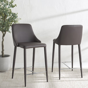Safavieh SUMMERSET Counter Stools - Modern Minimalist Design for Stylish Kitchen and Bar Seating Solutions Brown FOX2017D-SET2