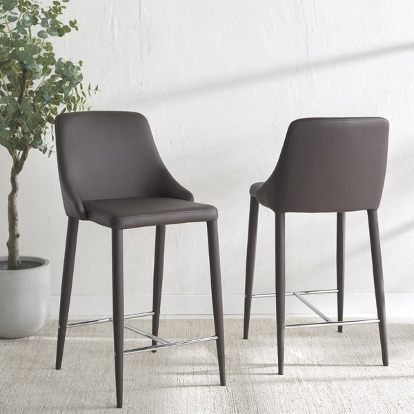 Safavieh SUMMERSET Counter Stools - Modern Minimalist Design for Stylish Kitchen and Bar Seating Solutions Brown FOX2017D-SET2
