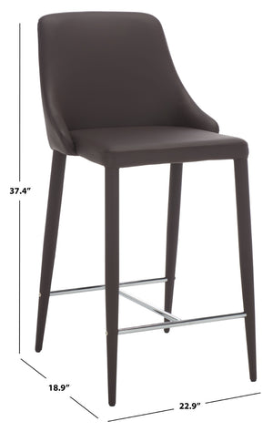 Safavieh SUMMERSET Counter Stools - Modern Minimalist Design for Stylish Kitchen and Bar Seating Solutions Brown FOX2017D-SET2