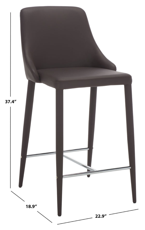 Safavieh SUMMERSET Counter Stools - Modern Minimalist Design for Stylish Kitchen and Bar Seating Solutions Brown FOX2017D-SET2