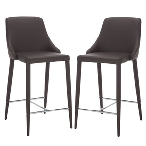Safavieh SUMMERSET Counter Stools - Modern Minimalist Design for Stylish Kitchen and Bar Seating Solutions Brown FOX2017D-SET2
