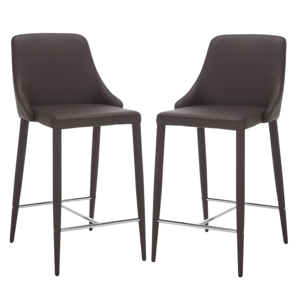 Safavieh SUMMERSET Counter Stools - Modern Minimalist Design for Stylish Kitchen and Bar Seating Solutions Brown FOX2017D-SET2