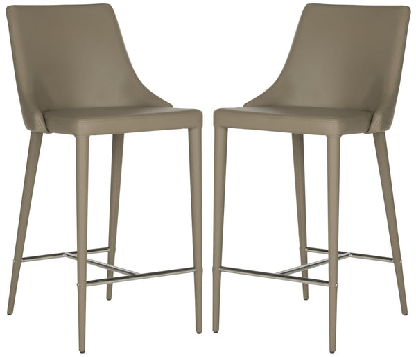 Safavieh SUMMERSET Counter Stools - Modern Minimalist Design for Stylish Kitchen and Bar Seating Solutions Taupe FOX2017E-SET2