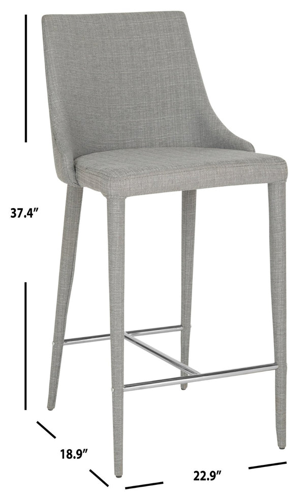 Safavieh SUMMERSET Grey Linen Counter Stools - Stylish, Ergonomic Design for Kitchen & Bar Comfort & Elegance FOX2017G-SET2