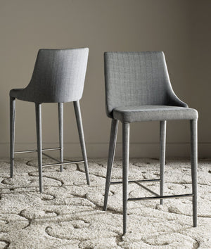 Safavieh SUMMERSET Grey Linen Counter Stools - Stylish, Ergonomic Design for Kitchen & Bar Comfort & Elegance FOX2017G-SET2