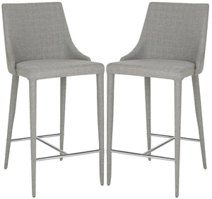 Safavieh SUMMERSET Grey Linen Counter Stools - Stylish, Ergonomic Design for Kitchen & Bar Comfort & Elegance FOX2017G-SET2