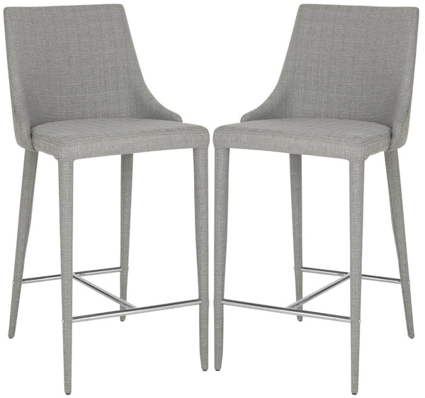 Safavieh SUMMERSET Grey Linen Counter Stools - Stylish, Ergonomic Design for Kitchen & Bar Comfort & Elegance FOX2017G-SET2