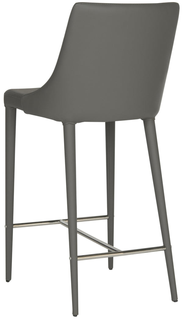 Safavieh SUMMERSET Counter Stools in Grey - Modern Minimalist Design with Comfortable PU Upholstery FOX2017H-SET2