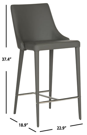 Safavieh SUMMERSET Counter Stools in Grey - Modern Minimalist Design with Comfortable PU Upholstery FOX2017H-SET2