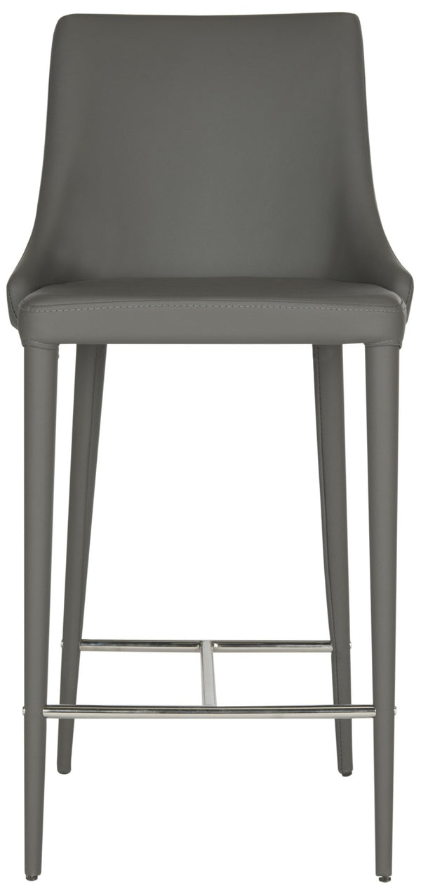 Safavieh SUMMERSET Counter Stools in Grey - Modern Minimalist Design with Comfortable PU Upholstery FOX2017H-SET2