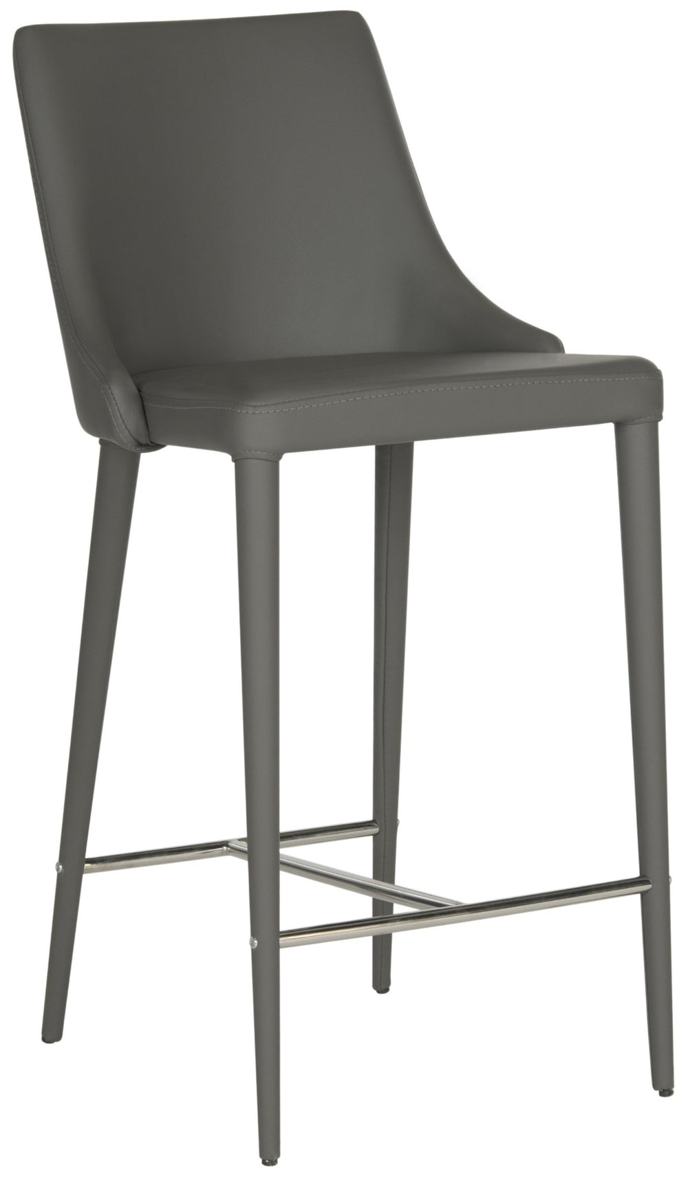 Safavieh SUMMERSET Counter Stools in Grey - Modern Minimalist Design with Comfortable PU Upholstery FOX2017H-SET2