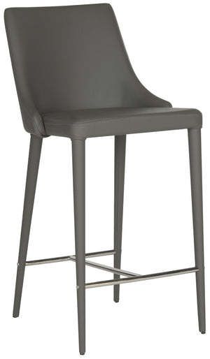 Safavieh SUMMERSET Counter Stools in Grey - Modern Minimalist Design with Comfortable PU Upholstery FOX2017H-SET2