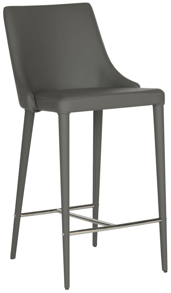 Safavieh SUMMERSET Counter Stools in Grey - Modern Minimalist Design with Comfortable PU Upholstery FOX2017H-SET2