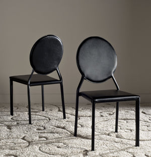 Safavieh WARNER Side Chairs - Contemporary Comfort with Durable Metal Frame for Modern Dining Spaces Black FOX2018B-SET2