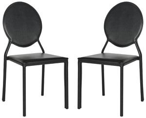 Safavieh WARNER Side Chairs - Contemporary Comfort with Durable Metal Frame for Modern Dining Spaces Black FOX2018B-SET2