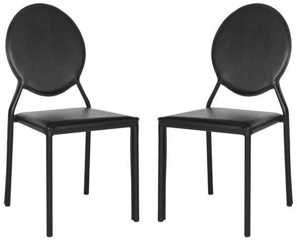 Safavieh WARNER Side Chairs - Contemporary Comfort with Durable Metal Frame for Modern Dining Spaces Black FOX2018B-SET2