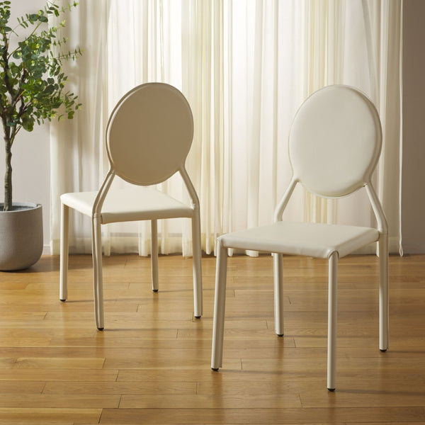 Safavieh WARNER Side Chairs - Contemporary Comfort with Durable Metal Frame for Modern Dining Spaces Butter Cream FOX2018C-SET2