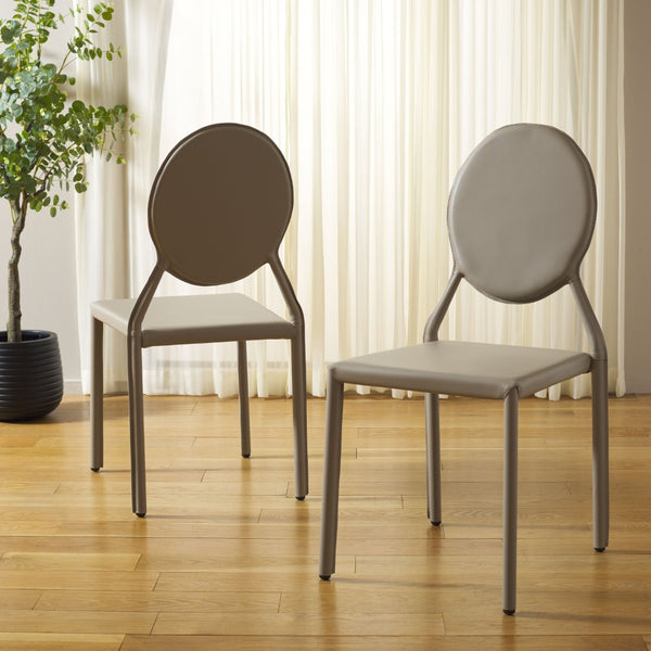 Safavieh WARNER Side Chairs - Contemporary Comfort with Durable Metal Frame for Modern Dining Spaces Grey FOX2018H-SET2