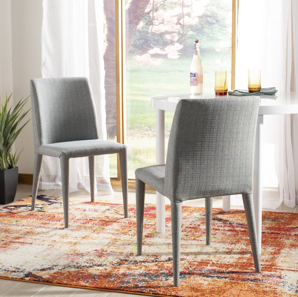 Safavieh GARRETSON Elegant Grey Linen Side Chairs for Contemporary Dining – Comfort & Style in Every Meal FOX2019G-SET2